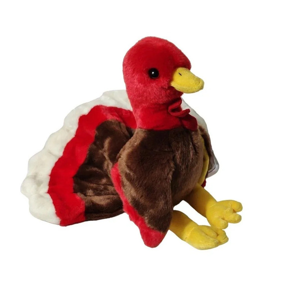 Vtg Ty Beanie Buddies Brown Gobbles Turkey Plush Stuffed Animal Toy Thanksgiving - Picture 3 of 8